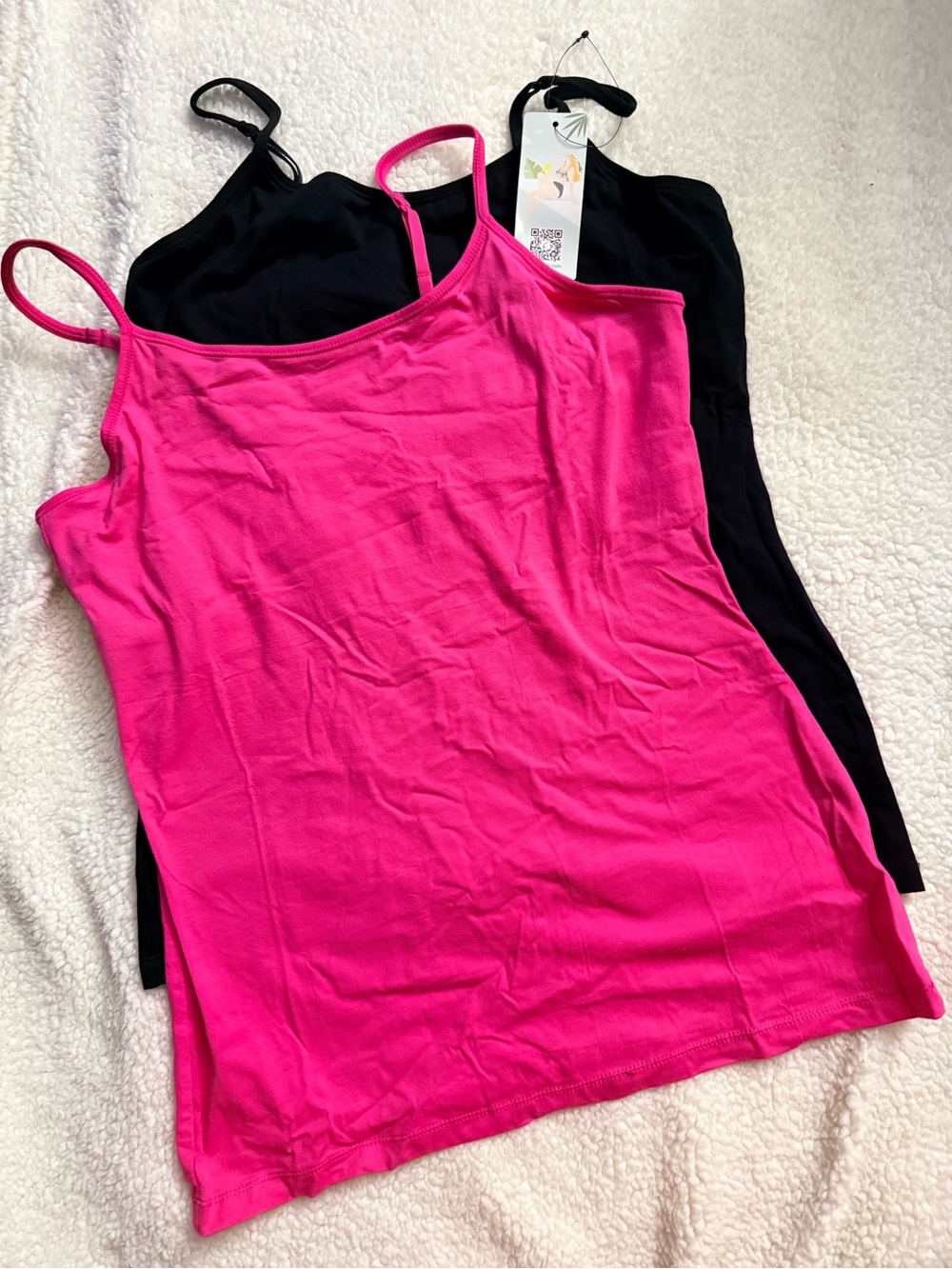 Women's Double Pack Camisole Tank Top - Hot Pink & Black. Size medium